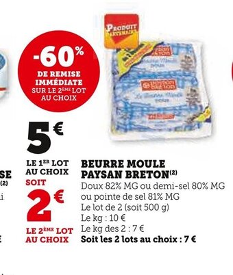 Super U BEURRE MOULE PAYSAN BRETON offre
