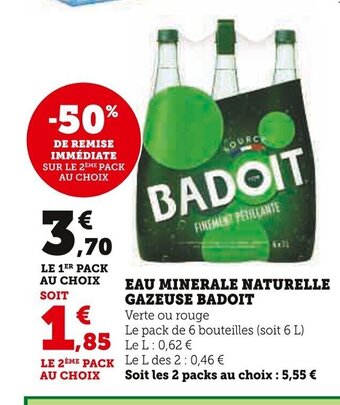 Super U EAU MINERALE NATURELLE GAZEUSE BADOIT offre