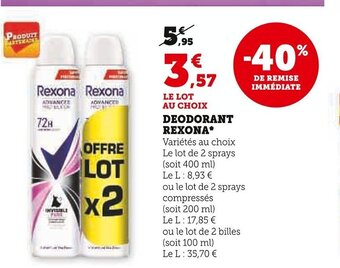 Super U DEODORANT REXONA offre