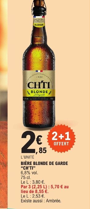 E.Leclerc BIÈRE BLONDE DE GARDE CH'TI offre