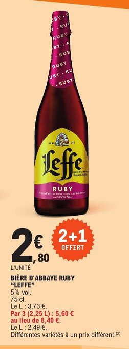 E.Leclerc BIÈRE D'ABBAYE RUBY LEFFE offre