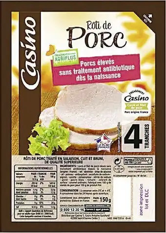 Spar RÔTI DE PORC SANS ANTIBIOTIQUES DÈS LA NAISSANCE offre
