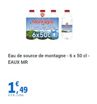 Eau de source de montagne - 6 x 50 cl - EAUX MR
