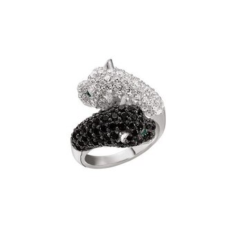 Auchan Bague argent et oxydes de zirconium blancs, noirs et verts offre