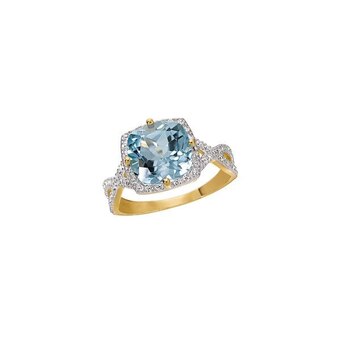 Auchan Bague or 375 millièmes rhodié, topaze bleue traitée et oxydes de zirconium offre