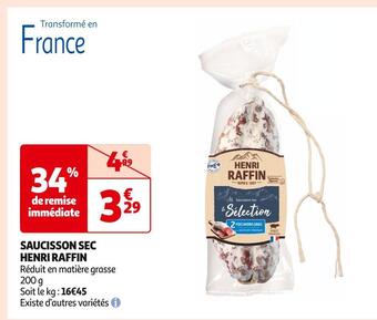 Auchan Supermarché Henri raffin saucisson sec offre