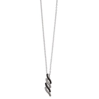 Auchan Collier argent et oxydes de zirconium blancs et noirs offre