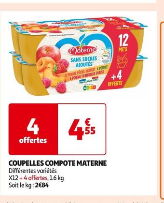 Auchan Supermarché Materne coupelles compote offre