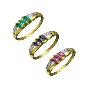 Auchan Bague or 375 millième rhodié, saphirs, rubis ou émeraudes et diamants offre