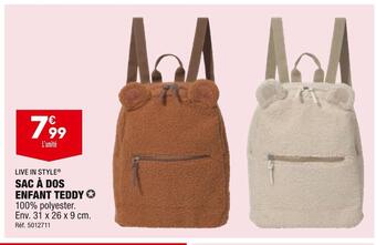 ALDI Live in style sac à dos enfant teddy offre