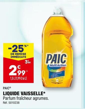 ALDI Paic liquide vaisselle offre