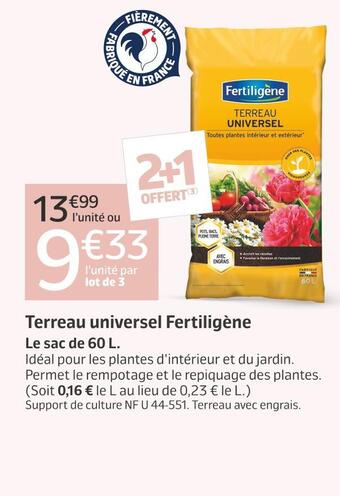 Jardiland Fertiligène terreau universel offre