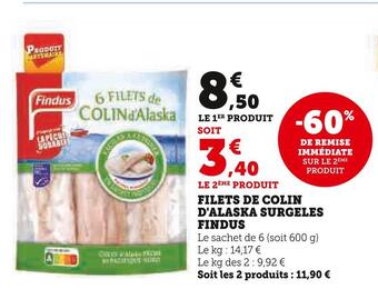 Super U Findus filets de colin d'alaska surgeles offre