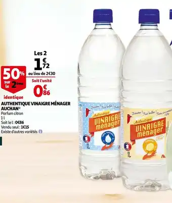 Auchan AUTHENTIQUE VINAIGRE MÉNAGER offre