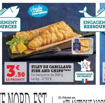 Super U FILET DE CABILLAUD FISH AND CHIPS offre