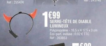 La Foir'Fouille SERRE-TÊTE DE DIABLE LUMINEUX offre