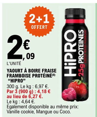 E.Leclerc YAOURT À BOIRE FRAISE FRAMBOISE PROTÉINÉ(8) "HIPRO" offre