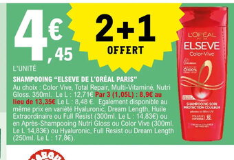 E.Leclerc SHAMPOOING "ELSEVE DE L'ORÉAL PARIS" offre