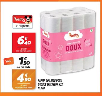Netto PAPIER TOILETTE DOUX DOUBLE ÉPAISSEUR X32 offre