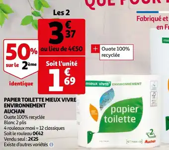 Auchan PAPIER TOILETTE MIEUX VIVRE ENVIRONNEMENT offre