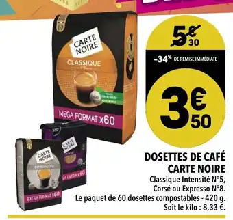 Supeco Dosettes de café Carte Noire offre