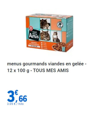 E.Leclerc menus gourmands viandes en gelée - 12 x 100 g - TOUS MES AMIS offre