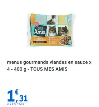 E.Leclerc menus gourmands viandes en sauce x 4-400 g - TOUS MES AMIS offre