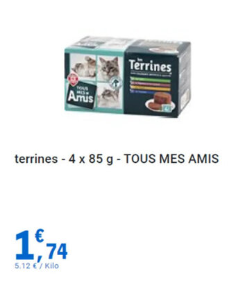 terrines - 4 x 85 g - TOUS MES AMIS