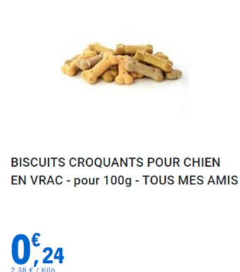 E.Leclerc BISCUITS CROQUANTS POUR CHIEN EN VRAC - pour 100g - TOUS MES AMIS offre