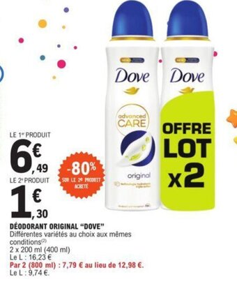E.Leclerc DÉODORANT ORIGINAL "DOVE" offre