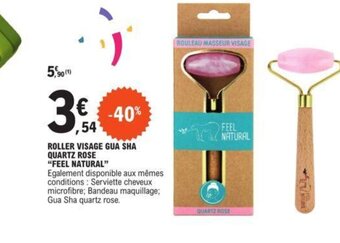 E.Leclerc ROLLER VISAGE GUA SHA QUARTZ ROSE "FEEL NATURAL" offre