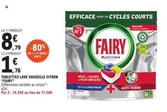 E.Leclerc TABLETTES LAVE VAISSELLE CITRON "FAIRY" offre