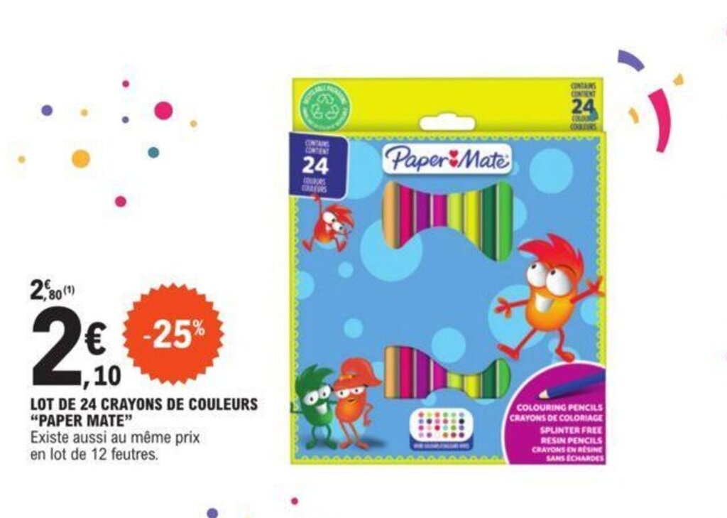 Promo LOT DE 24 CRAYONS DE COULEURS chez E.Leclerc