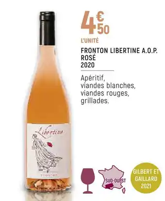 Petit Casino FRONTON LIBERTINE A.O.P. ROSÉ 2020 offre