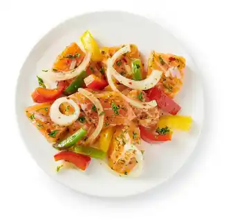 Match Poêlée marinée de saumon,oignons et poivrons offre