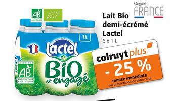 Colruyt Lactel lait bio demi-écrémé offre