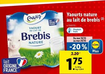 Lidl Envia yaourts nature au lait de brebis offre
