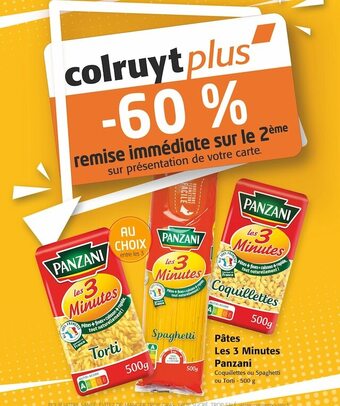 Colruyt Panzani pâtes les 3 minutes offre