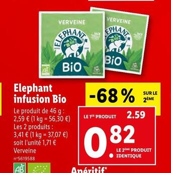 Lidl Elephant elephant infusion bio offre