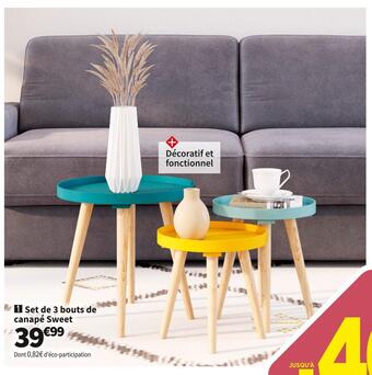 Conforama Set de 3 bouts de canapé sweet offre