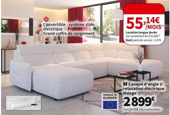 Conforama Canape d'angle u relaxation electrique mango offre
