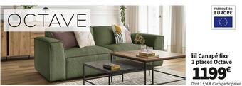 Conforama Canape fixe 3 places octave offre