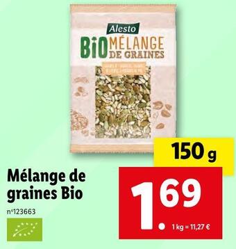 Lidl Alesto mélange de graines bio offre