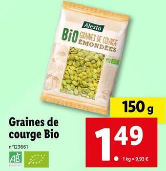 Lidl Alesto graines de courge bio offre