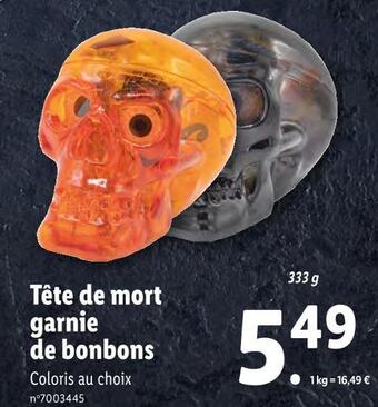 Lidl Tête de mort garnie de bonbons offre