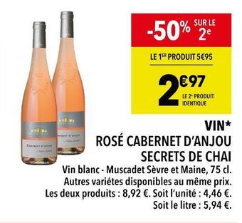 Supeco Secrets de chai vin rosé cabernet d’anjou offre