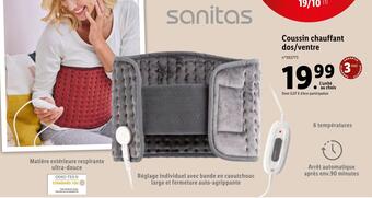 Lidl Sanitas coussin chauffant dos/ventre offre