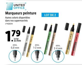 Lidl United office marqueurs peinture offre