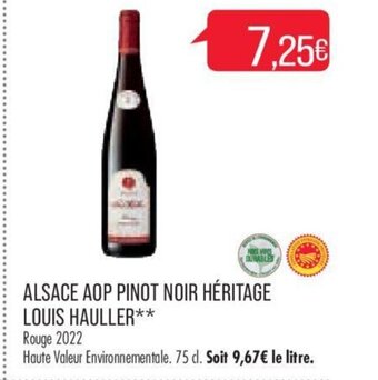Match ALSACE AOP PINOT NOIR HÉRITAGE offre
