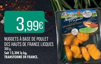 Match NUGGETS À BASE DE POULET DES HAUTS DE FRANCE LICQUES 300 g. Soit 13,30€ le kg. TRANSFORMÉ EN FRANCE. offre